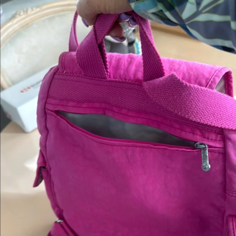 Kipling Pink Backpack with Adjustable Straps and Ruched Details - Picture 8 of 14